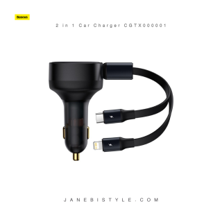 شارژر فندکی فست شارژ لایتنینگ و تایپ سی بیسوس Baseus 2 in 1 Car Charger CGTX000001