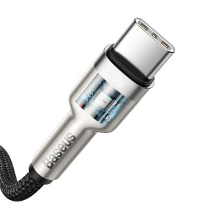 کابل فست شارژ و دیتا تایپ سی به تایپ سی بیسوس 1 متر Baseus Cafule Metal Data cable Type C to Type C 100W 5A Power Delivery CATJK-C01