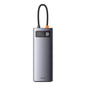 [AFTER RETURN] Baseus Metal Gleam Series HUB 9 in 1 docking station USB Type C - 2 x HDMI / 2 x USB 3.2 Gen. 1 / 1 x USB 2.0 / 1 x Power Delivery / 1 x SD card reader / 1 x card reader TF / 1 x RJ-45 gray (WKWG060013)
