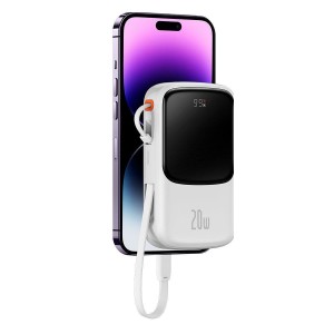 پاوربانک 10000mAh بیسوس 20 وات همراه با کابل لایتنینگ Baseus Power Bank Fast Charging Qpow 10000mAh 20W with Lightning Cable