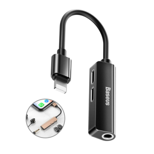 Baseus Audio Converter L52 adapter from Lightning to 2x Lightning + mini jack 3.5mm black (CALL52-01)