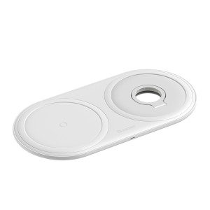 Baseus WXPL-A02 Planet 2 in 1 QI Dual Charge Wireless Charger Set for QI Standard Mobile Phones & iWatch, with Removable Watch Storage Box & Type-C Data Cable & Single USB Interface Travel Charger CN Plug(White)