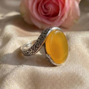انگشتر مردانه عقیق خراسانی نقره کد 44