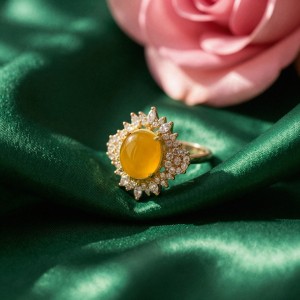 انگشتر زنانه (حرزدار) عقیق خراسانی رزگلد کد 80