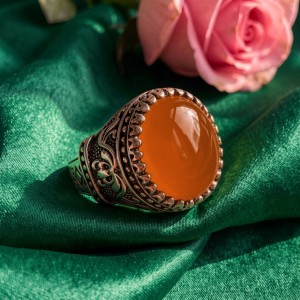 انگشتر مردانه (حرزدار) عقیق یمنی نقره روس کد 85
