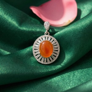 گردنبند زنانه (حرزدار) عقیق یمنی نقره کد 92
