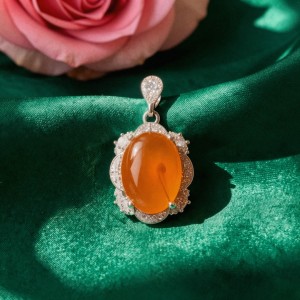 گردنبند زنانه (حرزدار) عقیق یمنی نقره کد 93