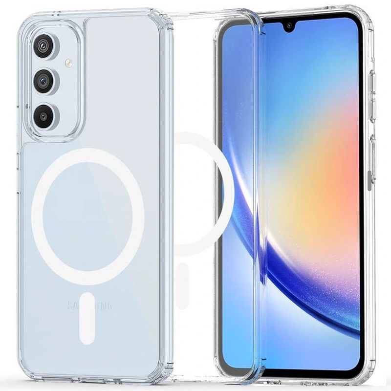 قاب شفاف طرح مگ سیف مناسب برای گوشی Samsung Galaxy A16 مدل دکمه فلزی