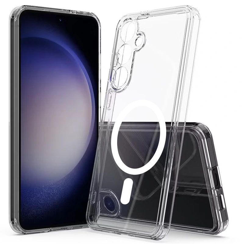 قاب شفاف طرح مگ سیف مناسب برای گوشی Samsung Galaxy A36 مدل دکمه فلزی