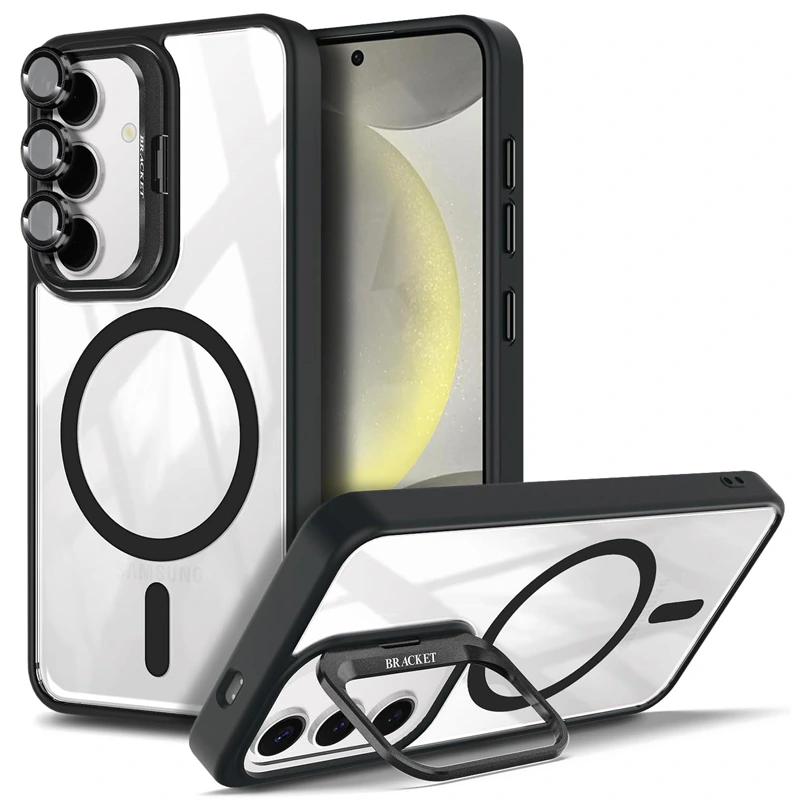 قاب اورجینال Samsung Galaxy S24 FE مگ سیف دار مدل Metal Stand + محافظ لنز رینگی ست