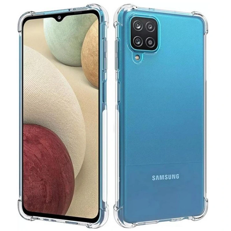 گارد شفاف ایربگ دار برای گوشی Samsung Galaxy A12 مدل ژله ای محافظ لنزدار