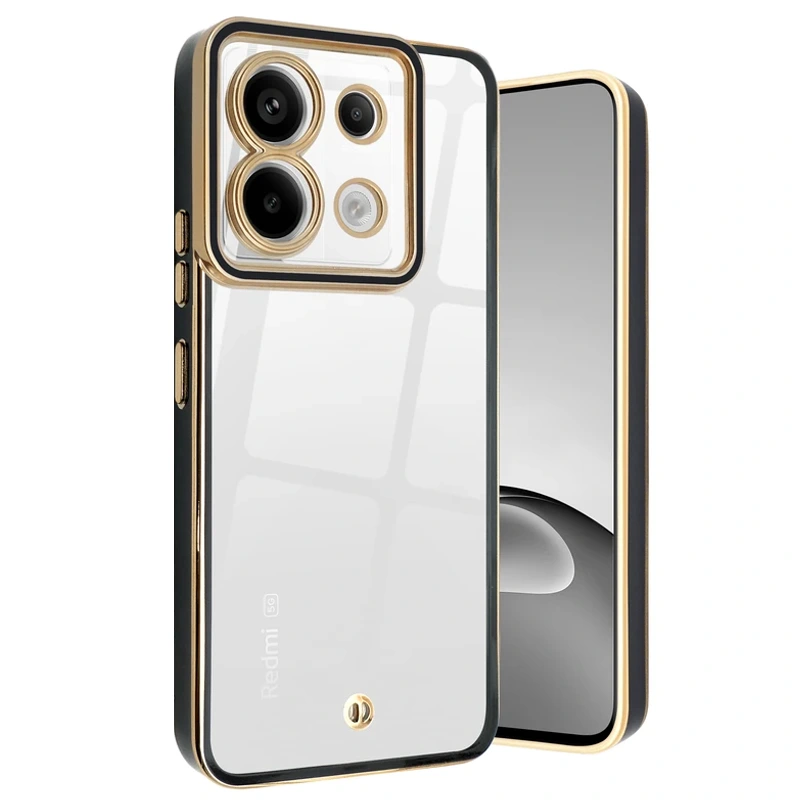 قاب اورجینال الکتروپلیتینگ Xiaomi Redmi Note 13 4G مدل دور طلایی پشت شفاف