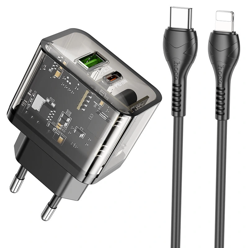 شارژر دیواری 20W دو پورت به همراه کابل 1 متری PD+QC3.0 از برند هوکو مدل Hoco N34 (نسخه اورجینال تاییدیه EURO)