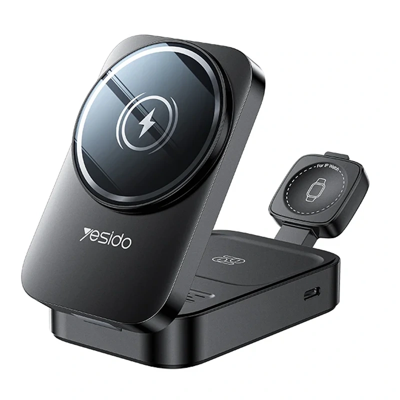 شارژر وایرلس رومیزی 3 کاره فست شارژ 15W از برند یسیدو مدل Yesido DS27 (100% اورجینال)