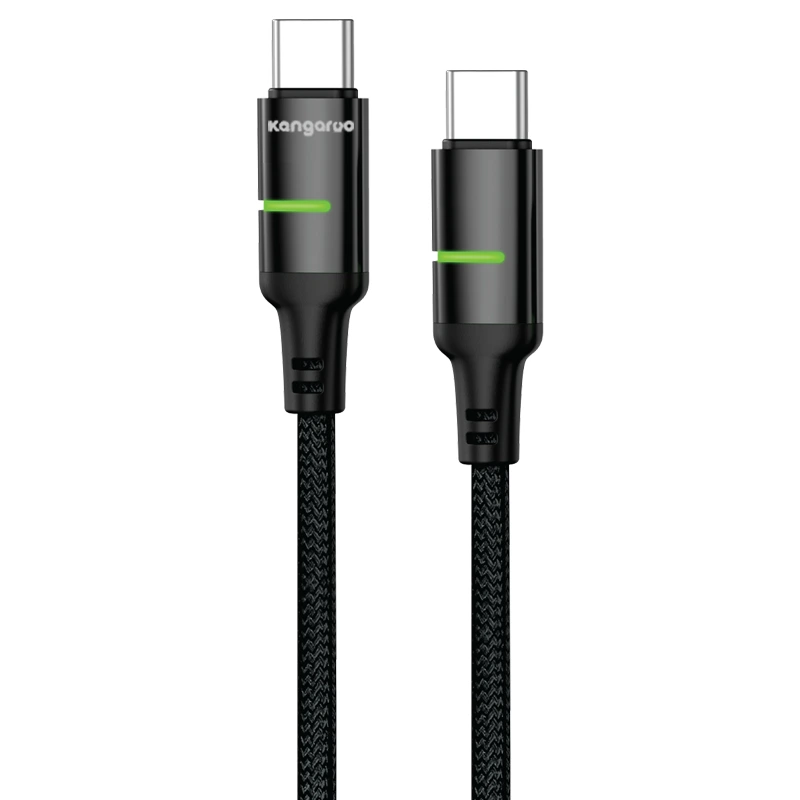 کابل فست شارژ تایپ سی به تایپ سی 1 متری با توان 60W 20V/3A (ال ای دی دار)