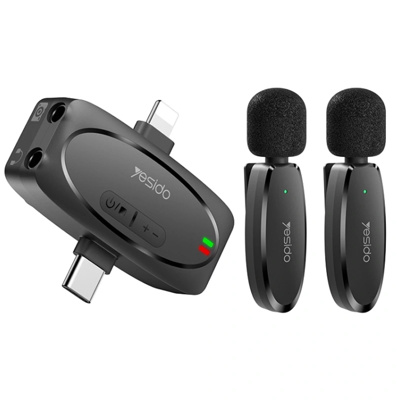 میکروفن بیسیم یقه ای مدل دو پورت Lightning & Type-C از برند یسیدو مدل Yesido KR15 (نسخه اورجینال وارداتی)
