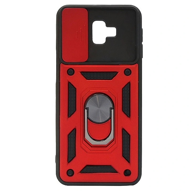 قاب اورجینال اسلاید آرمور مناسب برای گوشی Samsung Galaxy J6 Plus طرح محافظ لنزدار کشویی مجهز به رینگ استندشو و مگنتی