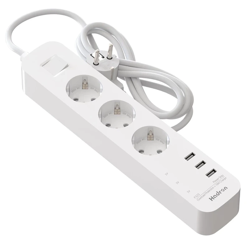 سه راهی محافظ برق با کابل 1.8 متری و 3 پورت شارژ مدل Hadron P323