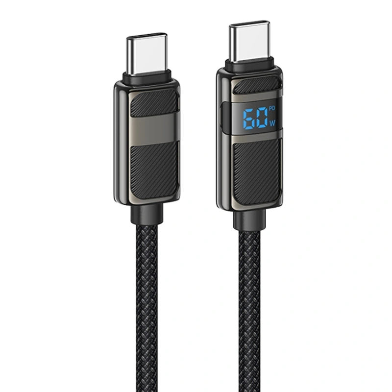 کابل شارژ ال ای دی دار Type-c به Type-c به طول 1.2 متر و توان 60W 3A مدل HOCO U137