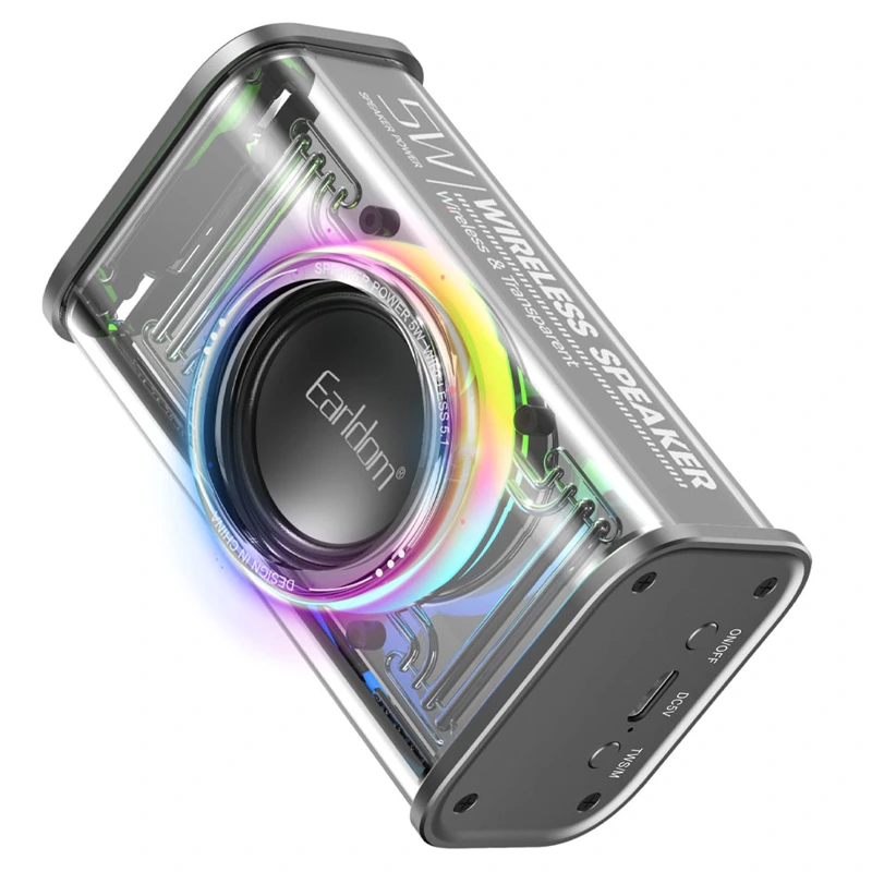 اسپیکر بلوتوثی بدنه شفاف RGB و توان 5W مدل Earldom A31 (100% اورجینال)