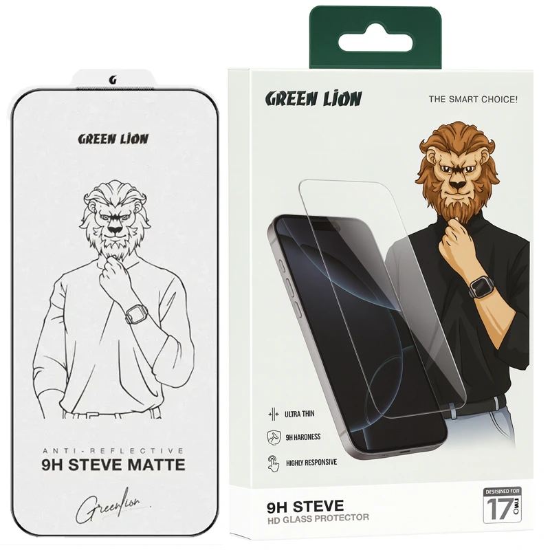 گلس محافظ صفحه نمایش مدل گرین لاین 9H STEVE شفاف برای iPHONE 17 Pro Max