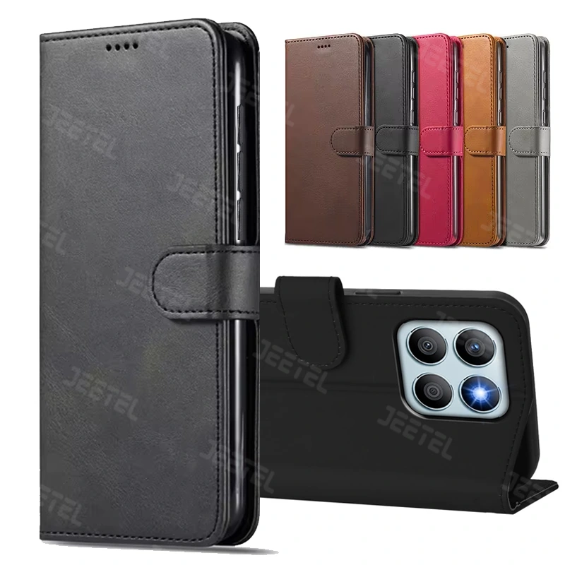 کیف چرمی Honor X7C مدل لپ تاپی جاکارتی دار (محافظ لنزدار)