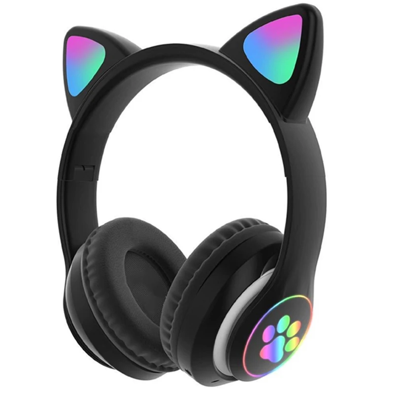 هدفون بلوتوثی رم خور مدل رقص نور فانتزی دخترانه CAT STN-28