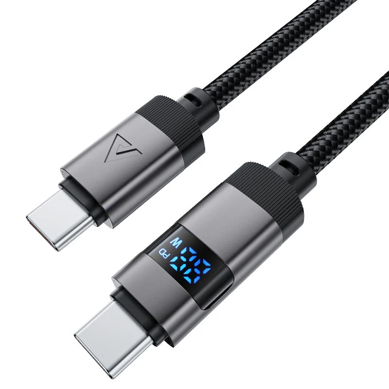 کابل دوسر USB-C با نشانگر سرعت شارژ دیجیتال به توان 60W مدل AceFast C15-03 (نسخه اورجینال + گارانتی شرکتی)