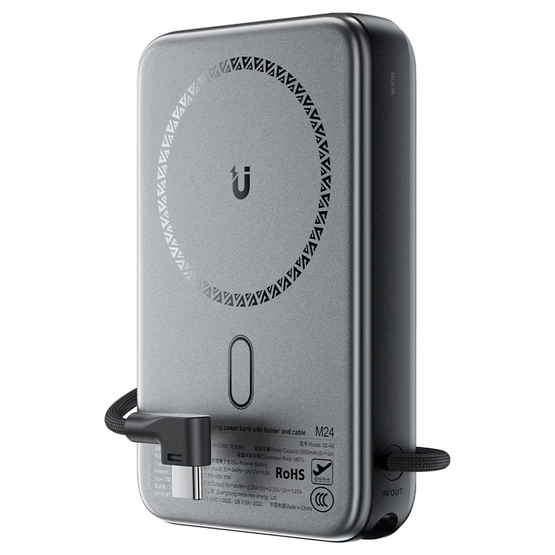 پاوربانک وایرلس 10.000Mah با سرعت 22.5W به همراه کابل تایپ سی و قابلیت استند مدل AceFast M24 (نسخه اورجینال + گارانتی شرکتی)