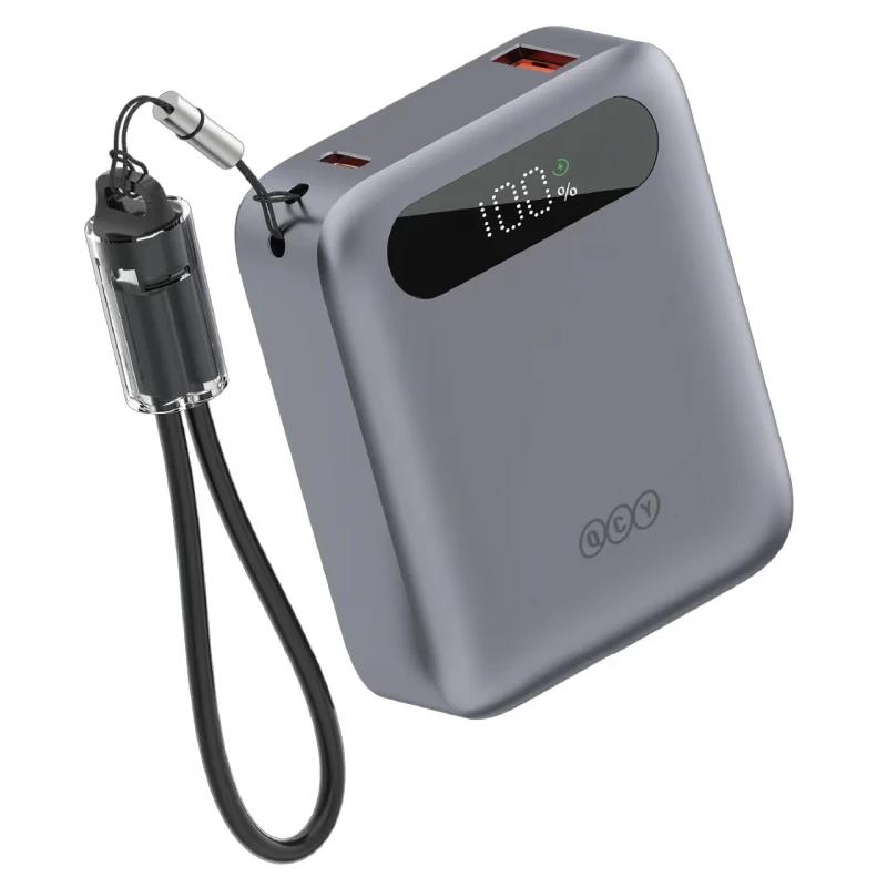 پاوربانک 10.000Mah با توان 22.5W PD به همراه کابل USB-C مدل QCY PB10D (نسخه اورجینال + گارانتی شرکتی)