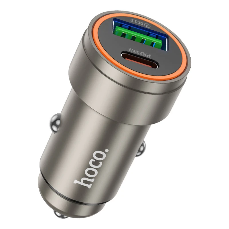 شارژر فندکی دو پورت با قابلیت فست شارژ به توان 30W مدل Hoco Z57A (نسخه اورجینال + گارانتی شرکتی)