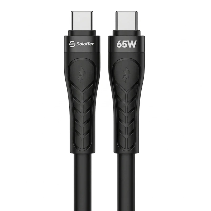 کابل سیلیکونی فست شارژ 65W دو سر USB-C مدل Soloffer CC-87C (اورجینال+گارانتی)