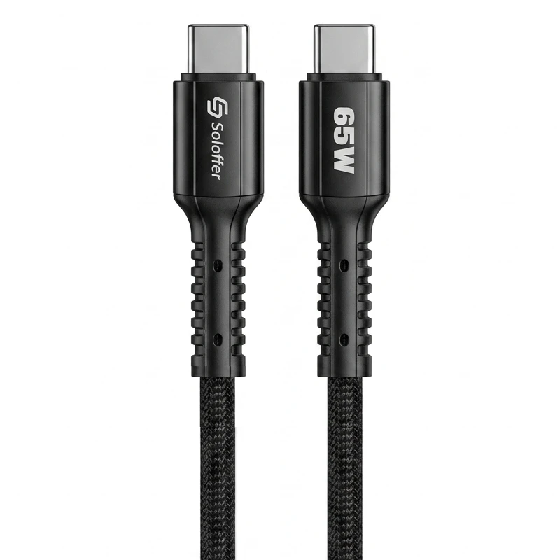 کابل شارژ سوپر فست شارژ 65W دو سر Type-C مدل Soloffer CC-65 (اورجینال+گارانتی)