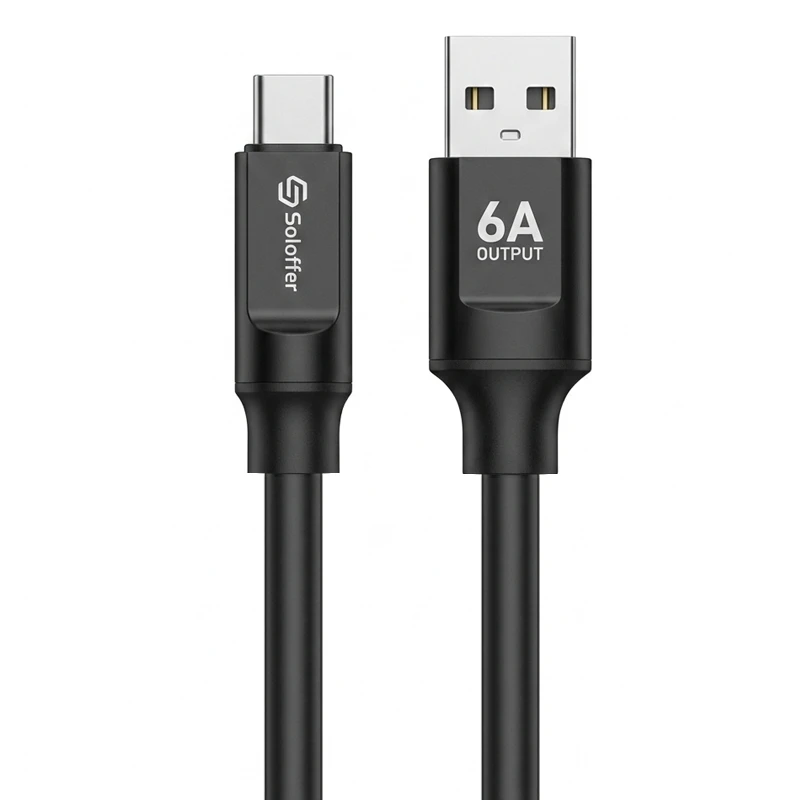 کابل سیلیکونی 6A فست شارژ Type-C مدل Soloffer CC-82 (اورجینال+گارانتی)