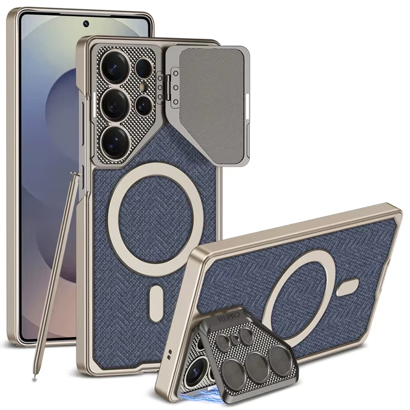 کاور طرح مگ سیف محافظ لنز استندشو مدل GKK Metal Lens مناسب برای Samsung Galaxy S25 Ultra