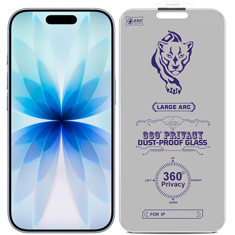 گلس پرایوسی 360 درجه مناسب برای iPhone 17 / 16 Pro به همراه توری اسپیکر (بدون حاشیه مشکی)