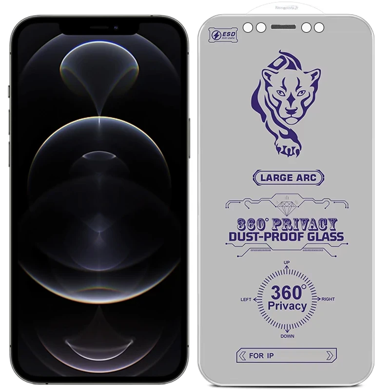 گلس پرایوسی 360 درجه مناسب برای iPhone 12 Pro Max به همراه توری اسپیکر (بدون حاشیه مشکی)