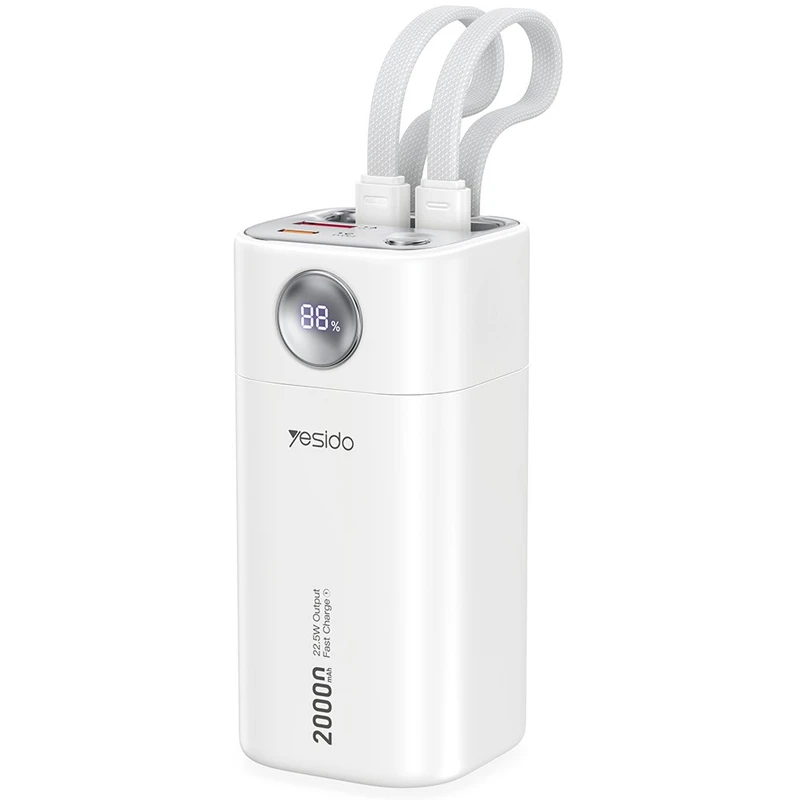 پاوربانک به همراه کابل همراه مدل 22.5W 20.000Mah از برند YESIDO YP86 (100% اورجینال)