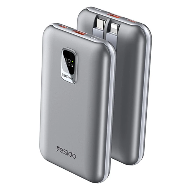 پاوربانک 10.000Mah به همراه کابل شارژ مدل نمایشگردار توان 22.5W از برند YESIDO YP48 (100% اورجینال)