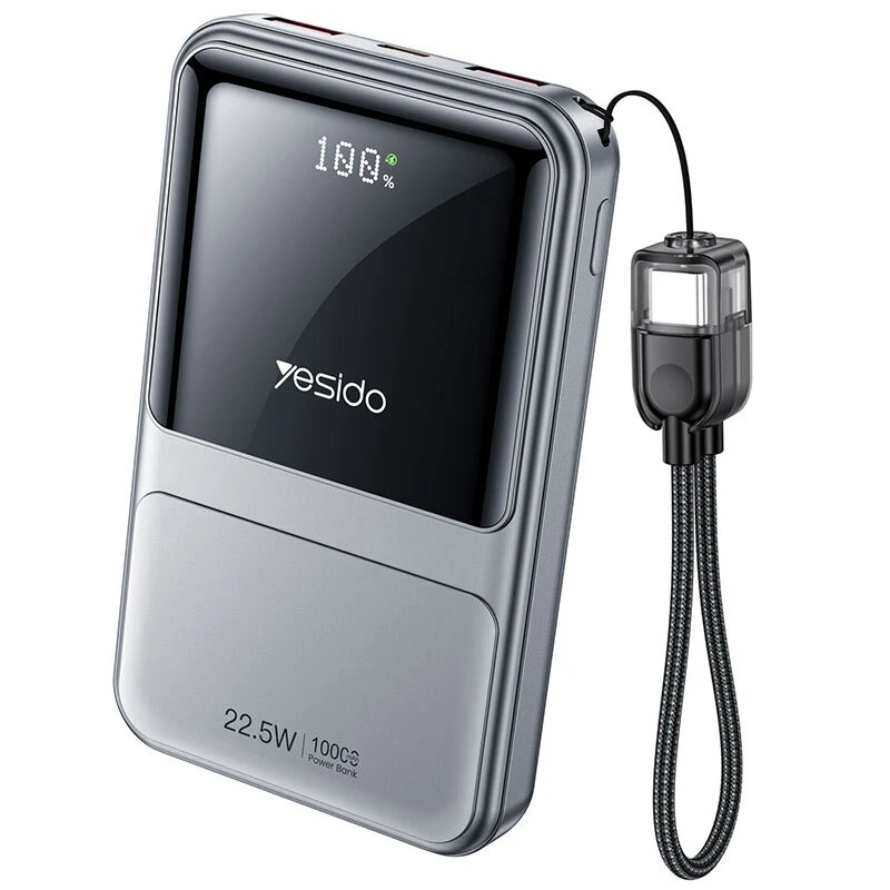 پاوربانک 10.000Mah سه پورت به همراه کابل با توان 22.5W از برند YESIDO YP95 (100% اورجینال)