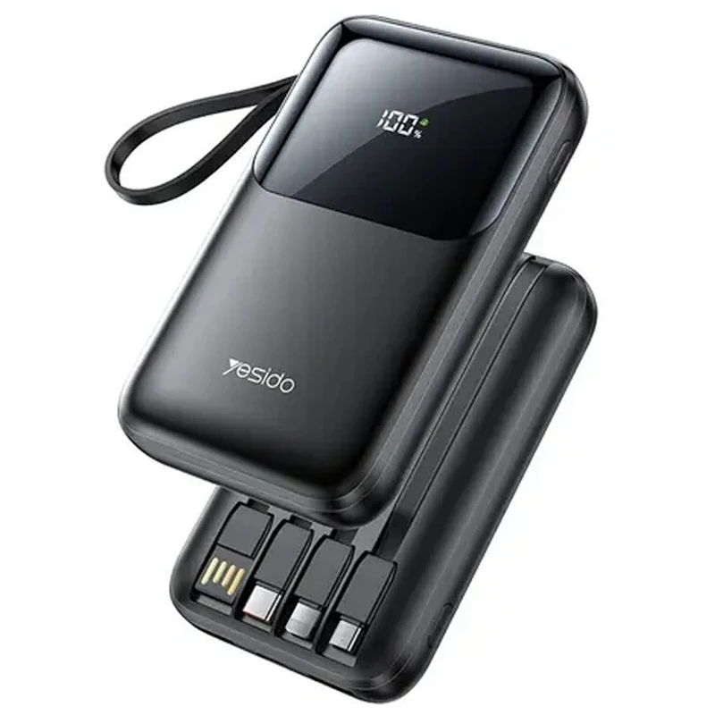 پاوربانک فست شارژ 10.000Mah به همراه 4 کابل سرخود با توان 22.5W از برند YESIDO YP71 (100% اورجینال)