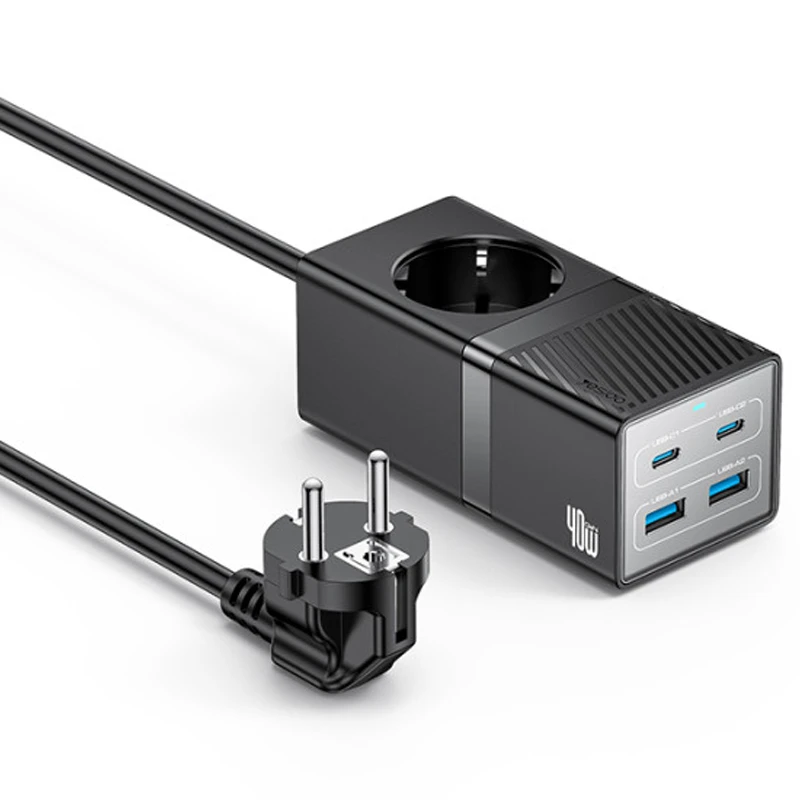 مبدل برق و شارژر چندراهی 40 وات Gan مدل 10A 2500W Power Ranting  از برند YESIDO MC35 (100% اورجینال)