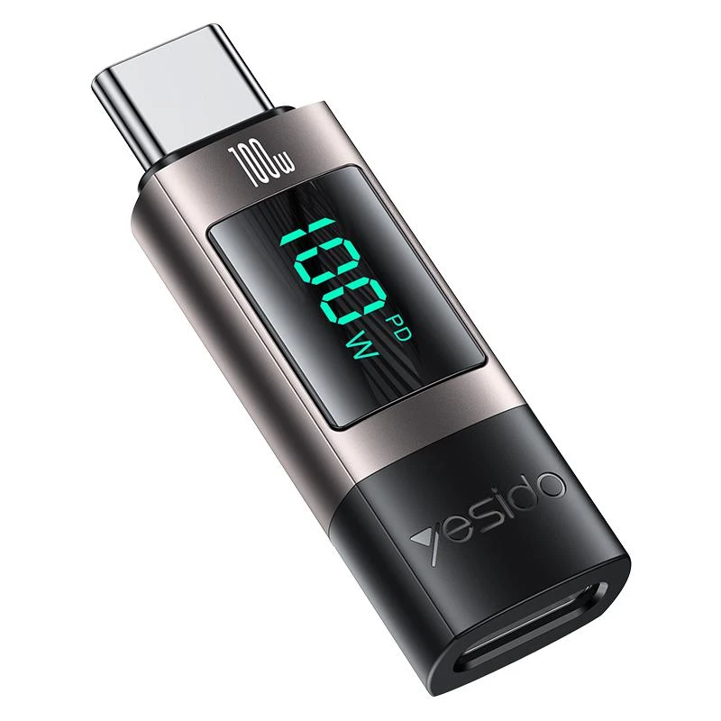 نشانگر دیجیتال سرعت شارژ دو سر تایپ سی مدل 100 وات ساپورت از برند YESIDO GS24 (100% اورجینال)