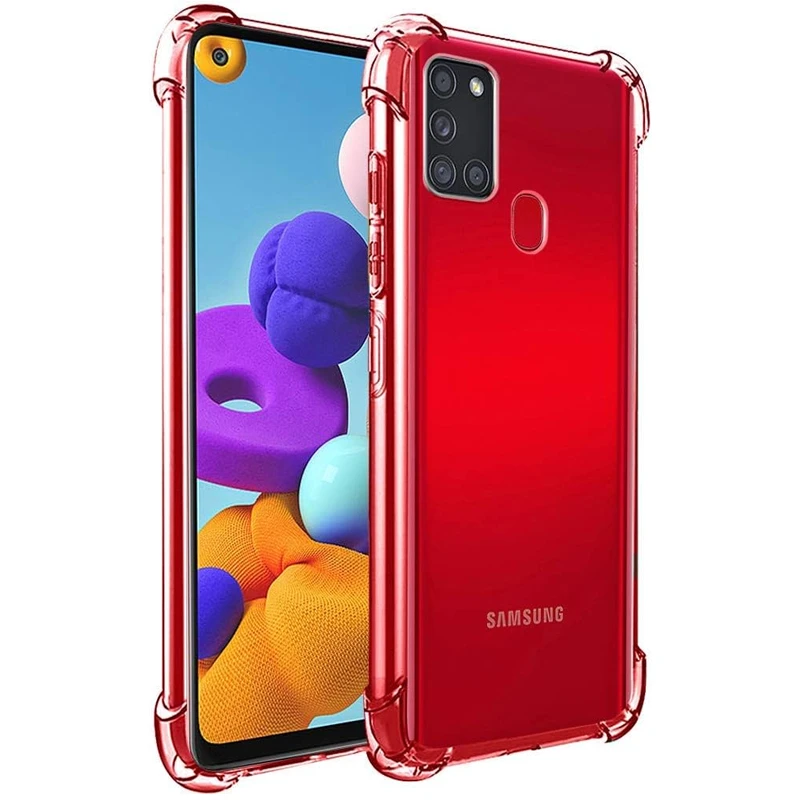 گارد شفاف ایربگ دار برای گوشی Samsung Galaxy A21s مدل ژله ای محافظ لنزدار