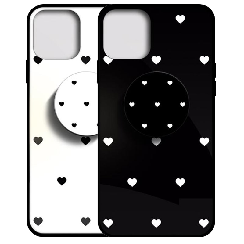 قاب IPHONE 11 PRO MAX پشت گلس طرح دار به همراه پاپ سوکت مدل لاولی