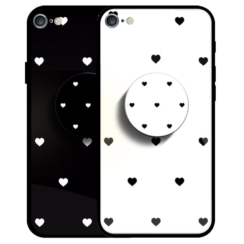 قاب IPHONE 6 / 6S پشت گلس طرح دار به همراه پاپ سوکت مدل لاولی