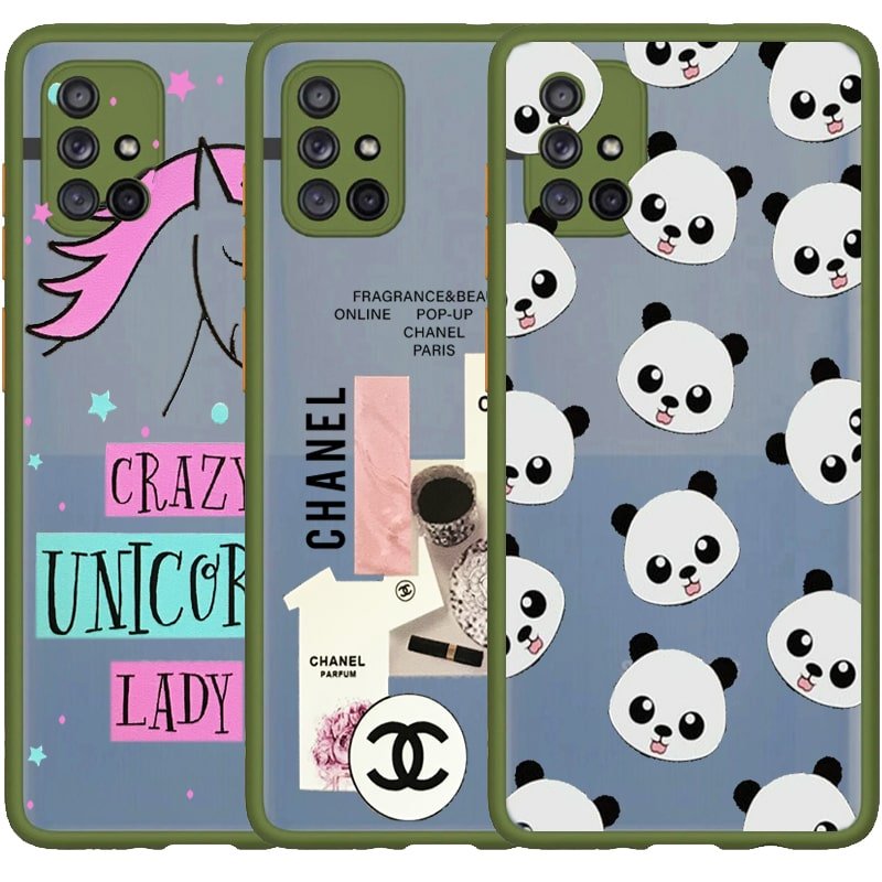 کاور فانتزی هیبریدی مناسب برای گوشی Samsung Galaxy A71 مدل پشت مات محافظ لنزدار سری طرحدار دخترانه