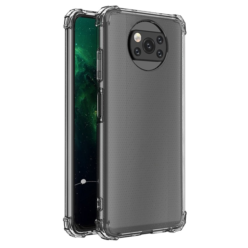 گارد محافظ ایربگ دار برای گوشی Xiaomi POCO X3 PRO مدل دور ژله ای شفاف پشت طلق کریستالی