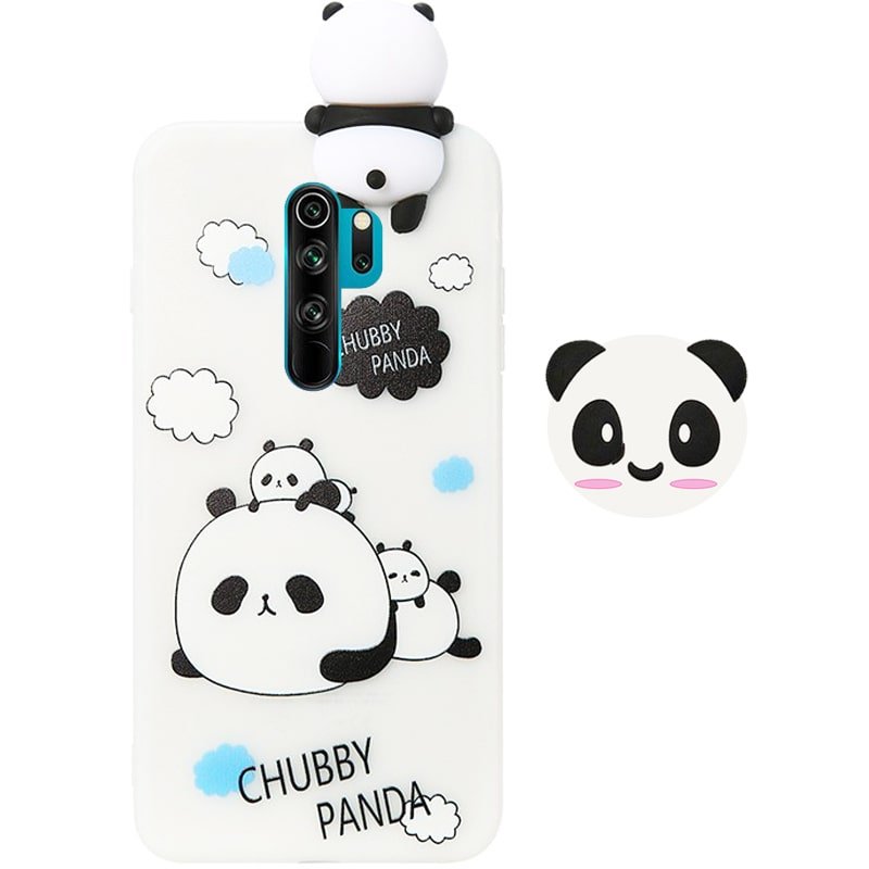 قاب فانتزی عروسکی پاندا کیس Panda Case مناسب برای گوشی Xiaomi Redmi Note 8 Pro مدل نیمه شفاف سه بعدی همراه با پاپ سوکت سیلیکونی ست