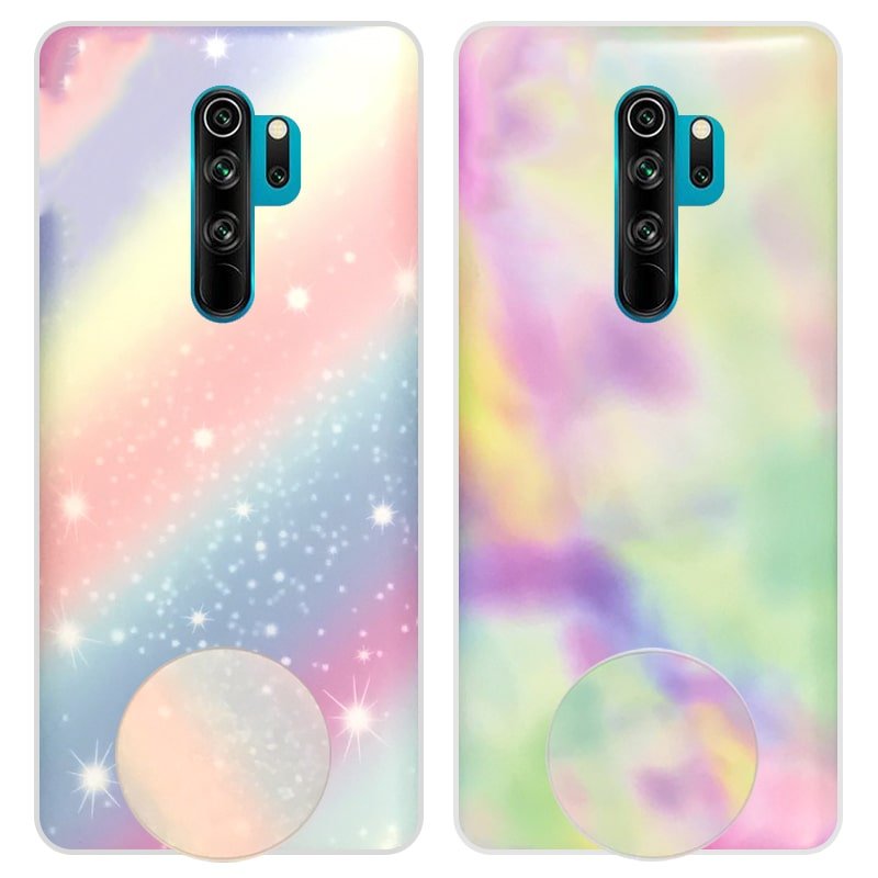 قاب آبرنگی پاپ سوکت دار مناسب برای گوشی Xiaomi Redmi Note 8 Pro مدل طرحدار فانتزی دخترانه و زنانه Rainbow Phone Case